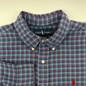 Ralph Lauren Men's L classic fit long sleeve Blue Plaid Shirt